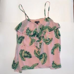The Webster tropical tank pink with palms & birds